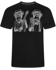 KAM Music Gorilla Print T-Shirt Schwarz